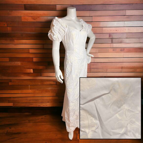 VINTAGE Rare Princess Kaiulani Hawaiian Maxi Princess Dress White Wedding Size 6 - Picture 1 of 6